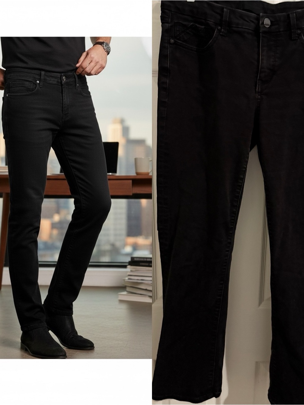 Buckle Black Tailored Boot Cut Jeans Men’s 29x32 Black Stretch Denim